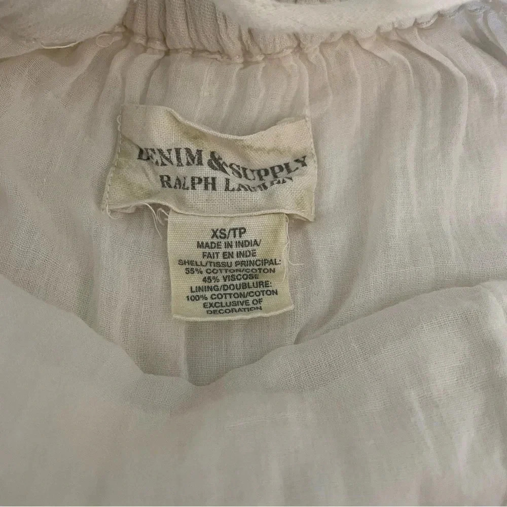 Denim & Supply Ralph Lauren Boho Maxi Dress Cream Embroidered Crochet Lined XS - Picture 5 of 14